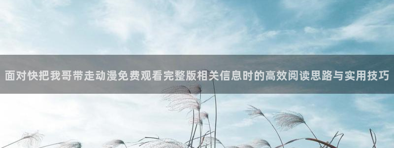 舒淇香蕉成熟时:面对快把我哥带走动漫免费观看完整版相关信息时的高效阅读思路与实用技巧配图